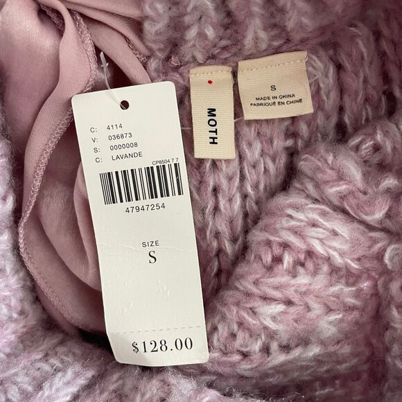 Moth Anthropologie Bow Backed Sweater Small S Mauve Pink Tie Back - Picture 5 of 6